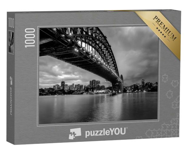 Puzzle 1000 Teile „Sydney Harbor Bridge, schwarz-weiß“