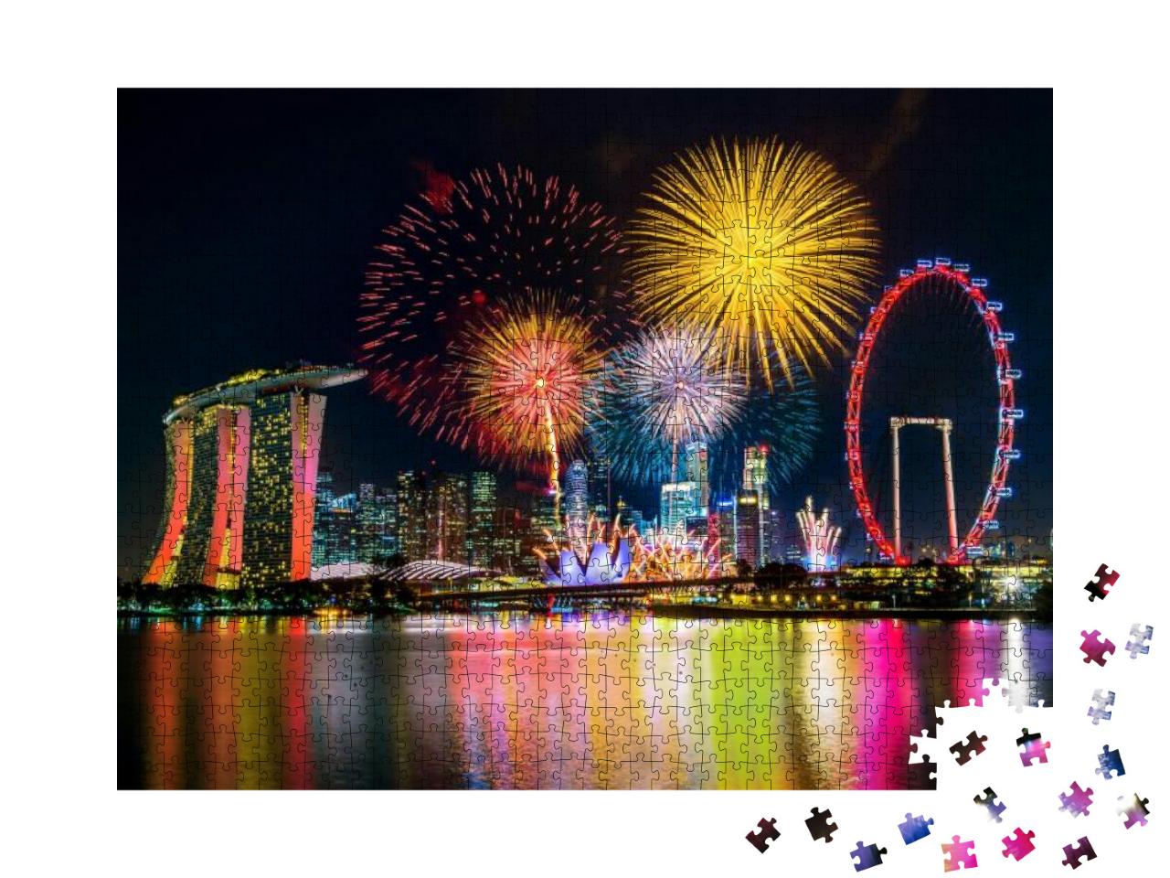 Puzzle 1000 Teile „Feuerwerk über Singapur.“