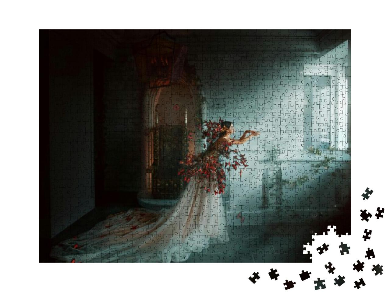 Puzzle 1000 Teile „Gothic-Illustration: Die Schmetterlingsfrau“