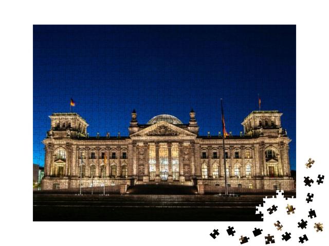 Puzzle 1000 Teile „Beleuchter Reichstag bei Nacht, Berlin“