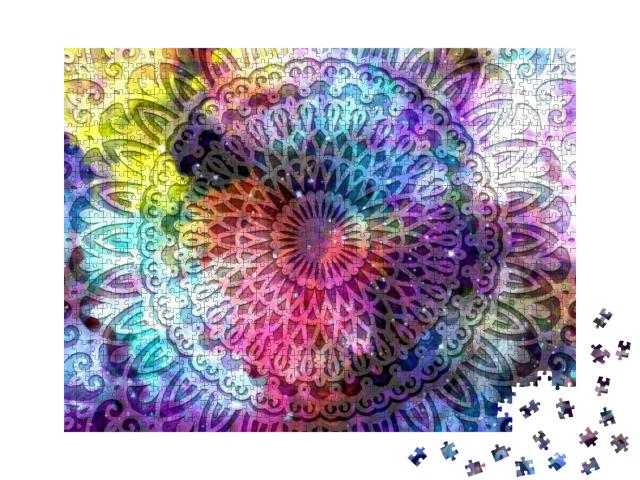 Puzzle 1000 Teile „Digitale Kunst: Märchenhaftes Mandala“