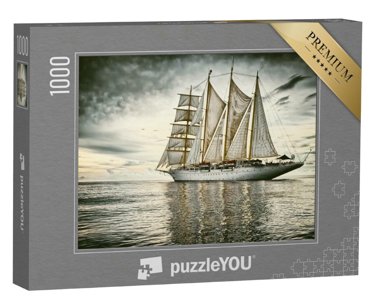 Puzzle 1000 Teile „Retro-Style: Segelschiff auf ruhiger See“