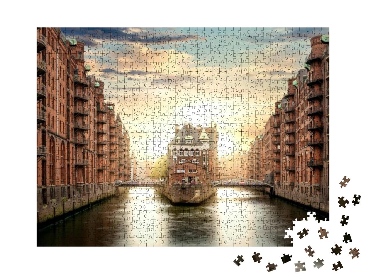 Puzzle 1000 Teile „Hamburg: Speicherstadt im Sonnenaufgang“