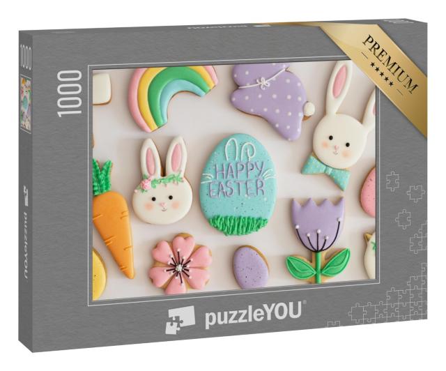 Puzzle 1000 Teile „Frohe Ostern: Eine Auswahl an köstlichen Oster-Cookies“