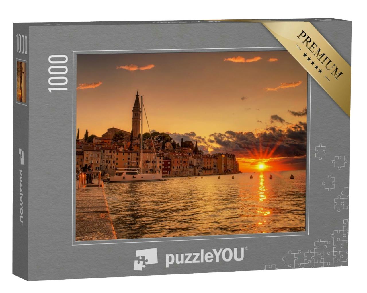 Puzzle 1000 Teile „Sonneuntergang über Rovinj an der kroatischen Adria“