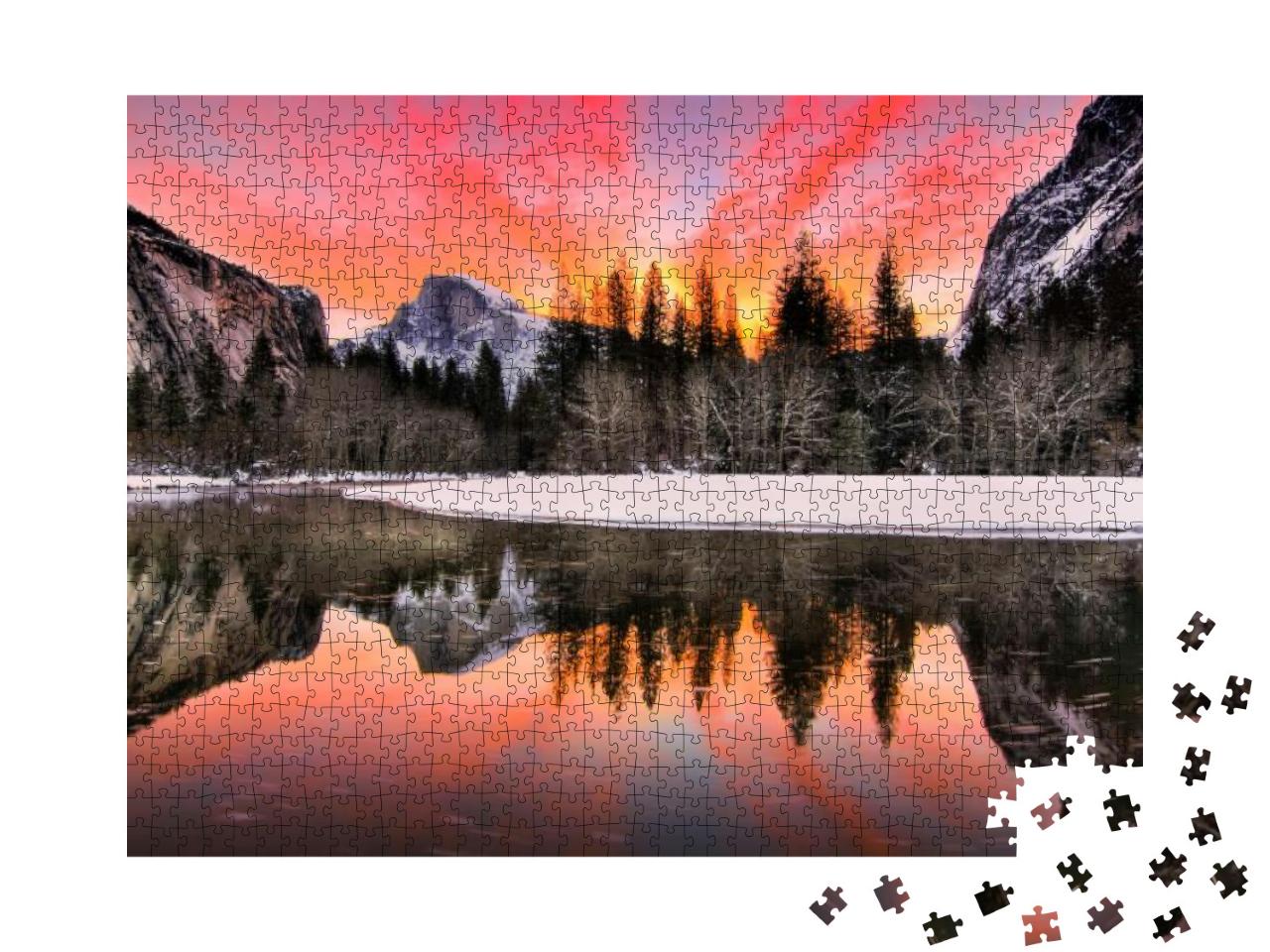 Puzzle 1000 Teile „Spektakulärer Sonnenaufgang im Winter, Yosemite National Park, Kalifornien, USA“