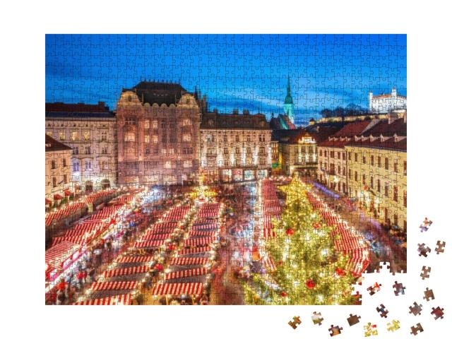 Puzzle 1000 Teile „Weihnachtsmarkt im historischen Zentrum der Stadt Bratislava, Slowakei“