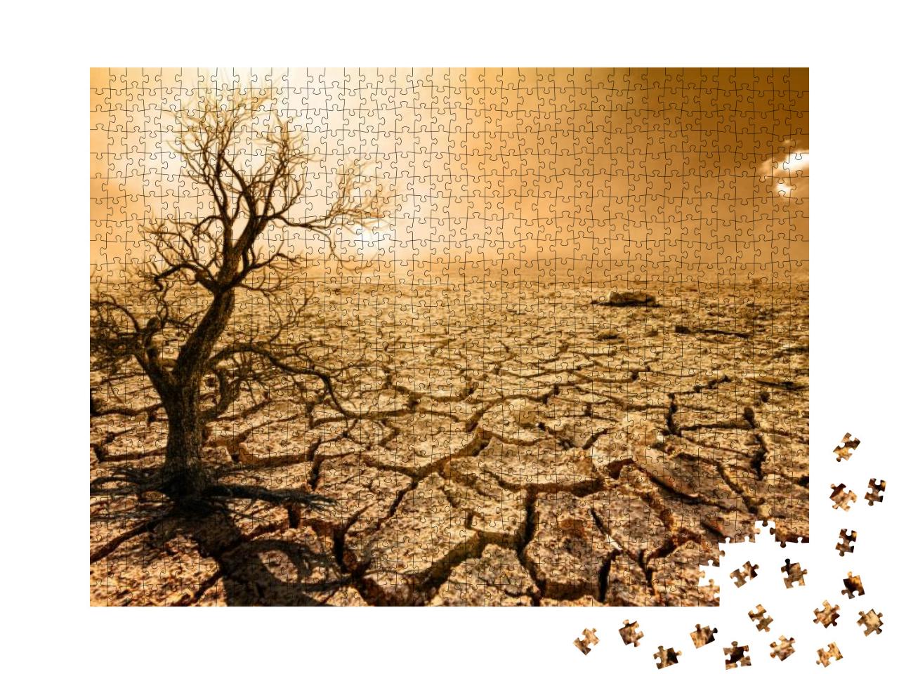 Puzzle 1000 Teile „Globale Erwärmung, Dürre, Austrocknung, tote Bäume“