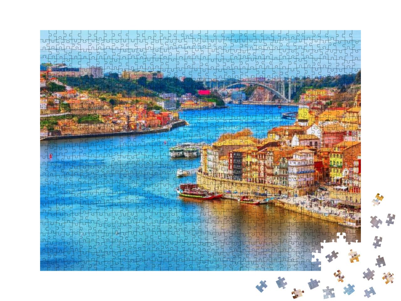 Puzzle 1000 Teile „Porto, wunderschöne Altstadt Ribeira“