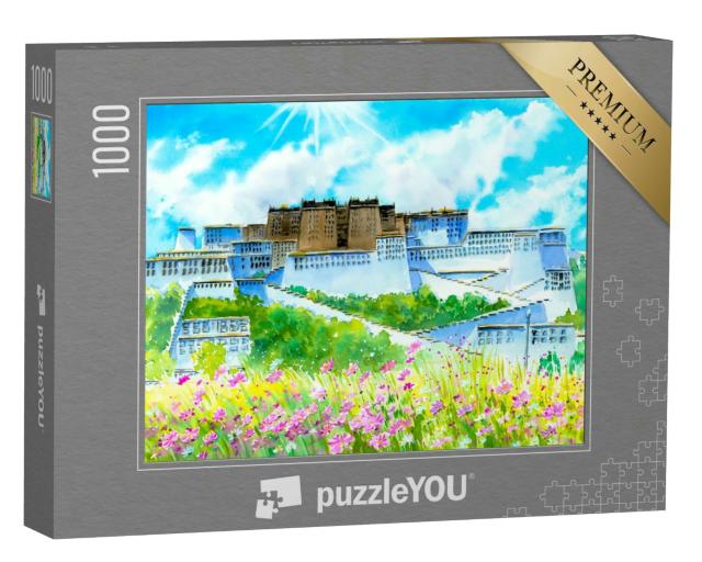 Puzzle 1000 Teile „Aquarellmalerei: Potala-Palast, Tibet, China“