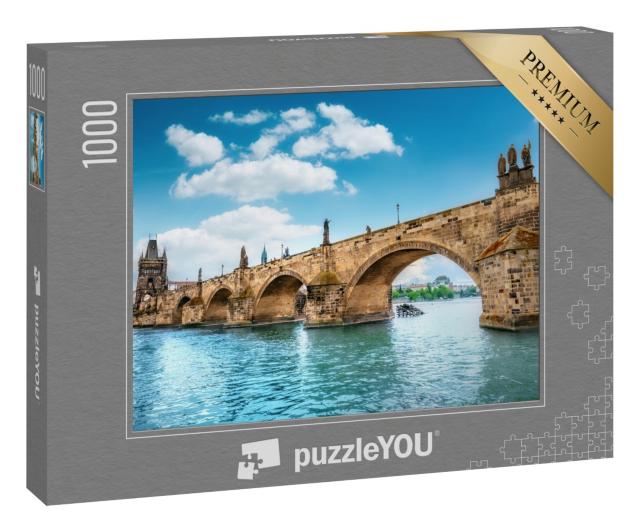 Puzzle 1000 Teile „Karlsbrücke, Prag, über dem blauen Wasser der Moldau“