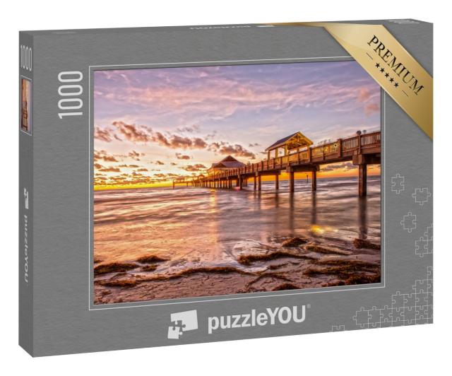 Puzzle 1000 Teile „Sonnenuntergang am Clearwater Beach Pier, Florida“