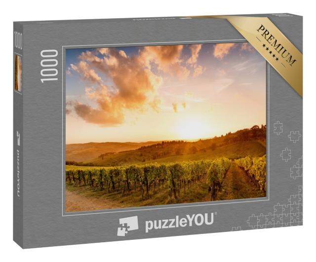 Puzzle 1000 Teile „Weinberge im Chianti-Gebiet bei Sonnenuntergang, Italien“