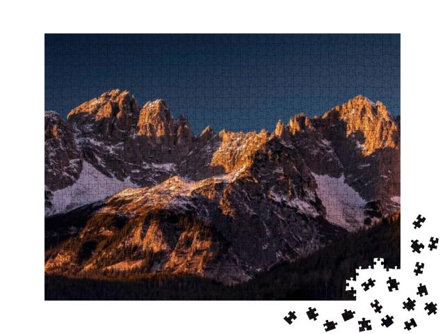 Puzzle 1000 Teile „Wilder Kaiser bei Sonnenuntergang, Österreich“