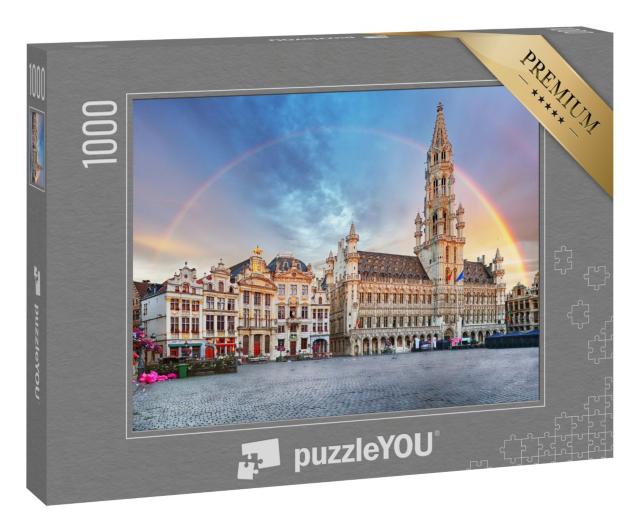 Puzzle 1000 Teile „Regenbogen über der Altstadt von Brüssel, Belgien“