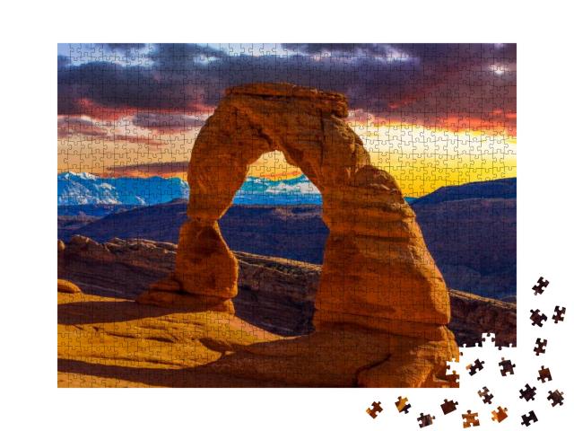 Puzzle 1000 Teile „Schöner Sonnenuntergang, aufgenommen im Arches National Park in Utah“