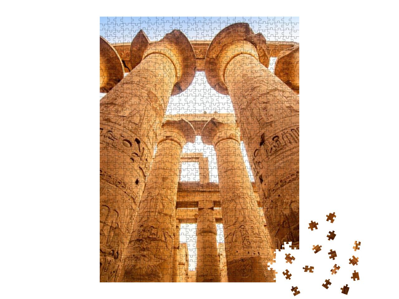 Puzzle 1000 Teile „Karnak Tempel: Säulen und antike Symbole im berühmten Wahrzeichen, Ägypten“