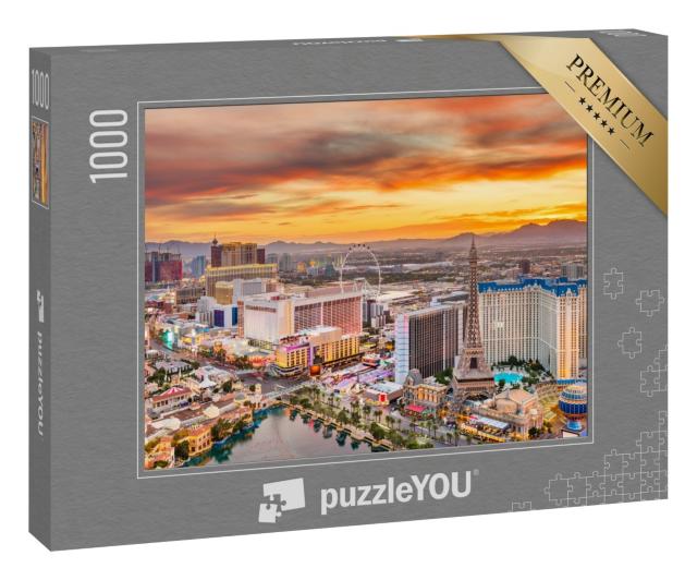 Puzzle 1000 Teile „Las Vegas, Nevada: Abenddämmerung über dem Strip“