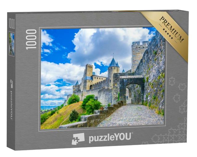 Puzzle 1000 Teile „Festung von Carcassonne in Frankreich, blauer Himmel mit Wolken“