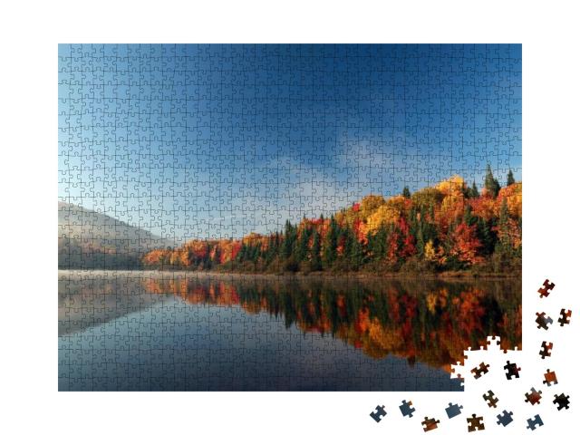 Puzzle 1000 Teile „Bunter Herbstmorgen im Parc national Mont Tremblant, Kanada“