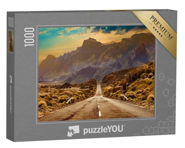 Puzzle 1000 Teile „Straße durch die malerische Landschaft im Naturpark Teneriffa“