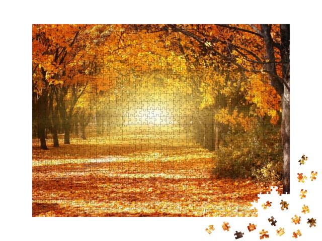 Puzzle 1000 Teile „Allee aus goldenen Herbstbäumen“