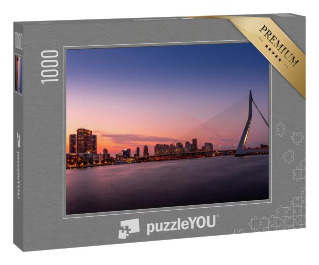 Puzzle 1000 Teile „Stadtbild mit Erasmusbrug: Skyline von Rotterdam, Niederlande“