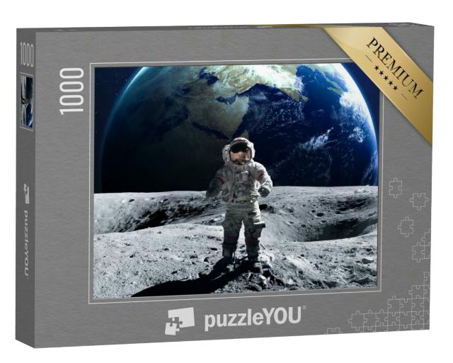Puzzle 1000 Teile „Astronaut beim Weltraumspaziergang auf dem Mond, NASA“