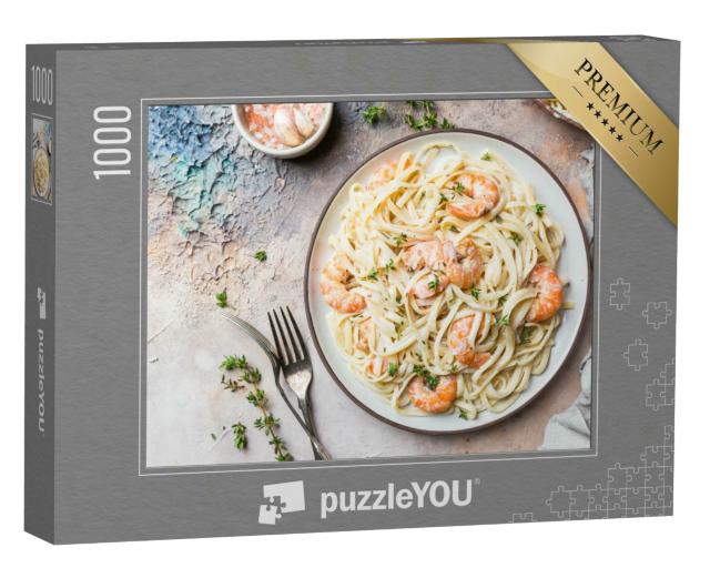 Puzzle 1000 Teile „Italienische Küche: Fettuccine mit Garnelen“