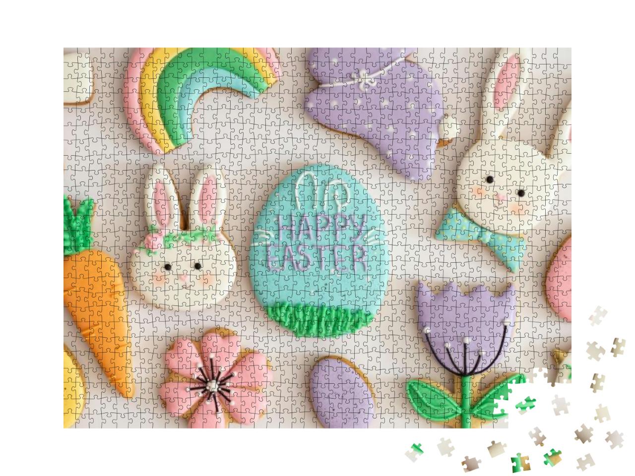 Puzzle 1000 Teile „Frohe Ostern: Eine Auswahl an köstlichen Oster-Cookies“