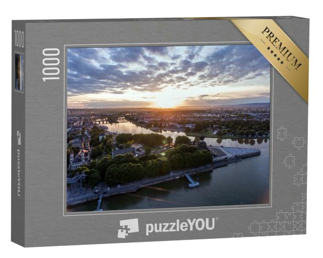 Puzzle 1000 Teile „Zusammenfluss von Rhein und Mosel: Deutsches Eck in Koblenz“