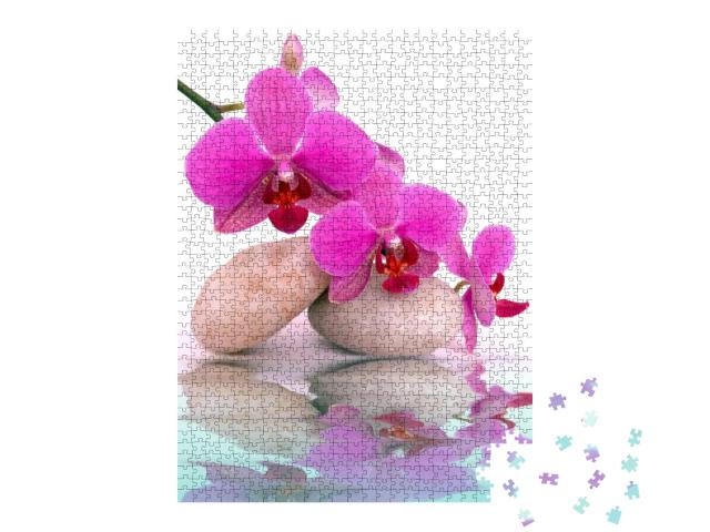 Puzzle 1000 Teile „Spa-Steine und Orchideenblüten“