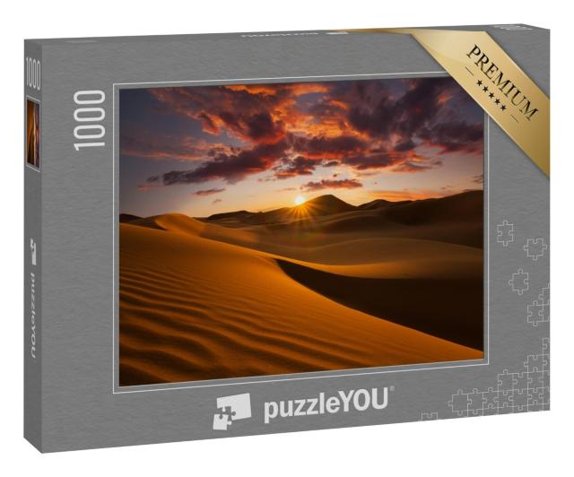 Puzzle 1000 Teile „Schöne Sanddünen in der Wüste Sahara, Sonne, Wolken am Himmel“