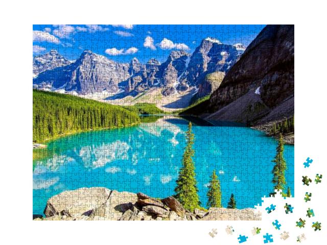 Puzzle 1000 Teile „Schöner Bergsee im Naturtal im Sommer“