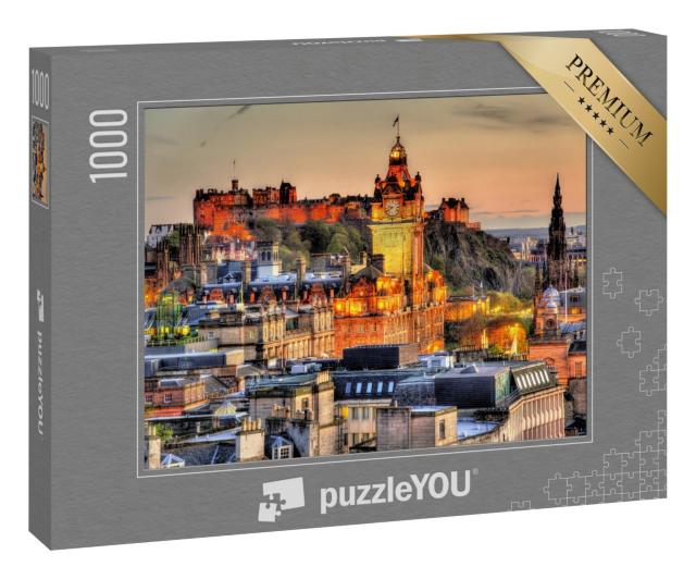 Puzzle 1000 Teile „Blick vom Calton Hill auf die Burg von Edinburgh, Schottland“