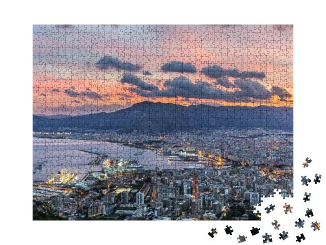 Puzzle 1000 Teile „Luftaufnahme von Palermo bei Sonnenuntergang, Italien“