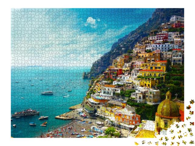 Puzzle 2000 Teile „Positano amalfi, Italien“