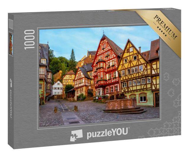 Puzzle 1000 Teile „Fachwerkhäuser der historischen Altstadt von Miltenberg, Bayern“