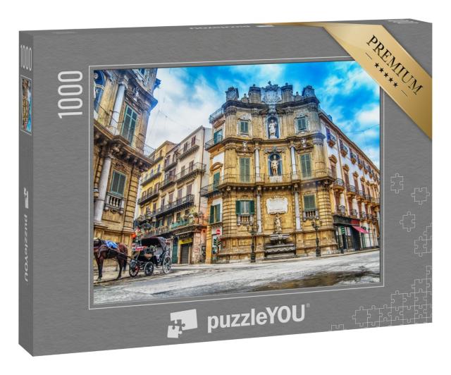 Puzzle 1000 Teile „Quattro Canti, Piazza Vigliena: ein barocker Platz in Palermo, Sizilien“