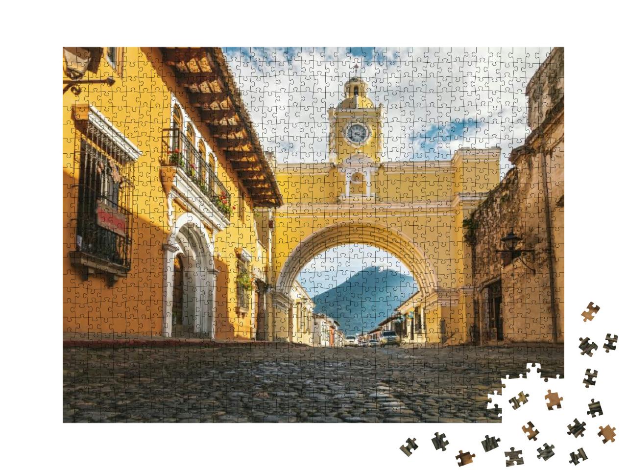 Puzzle 1000 Teile „Spektakulärer Blick durch den Santa Catalina Bogen, Antigua, Guatemala“