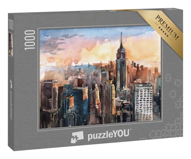 Puzzle 1000 Teile „Aquarell von Manhattan“
