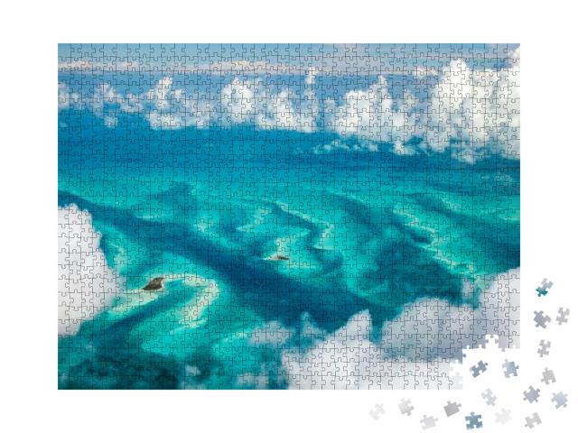 Puzzle 1000 Teile „Meerlandschaft über den Bahamas von oben“