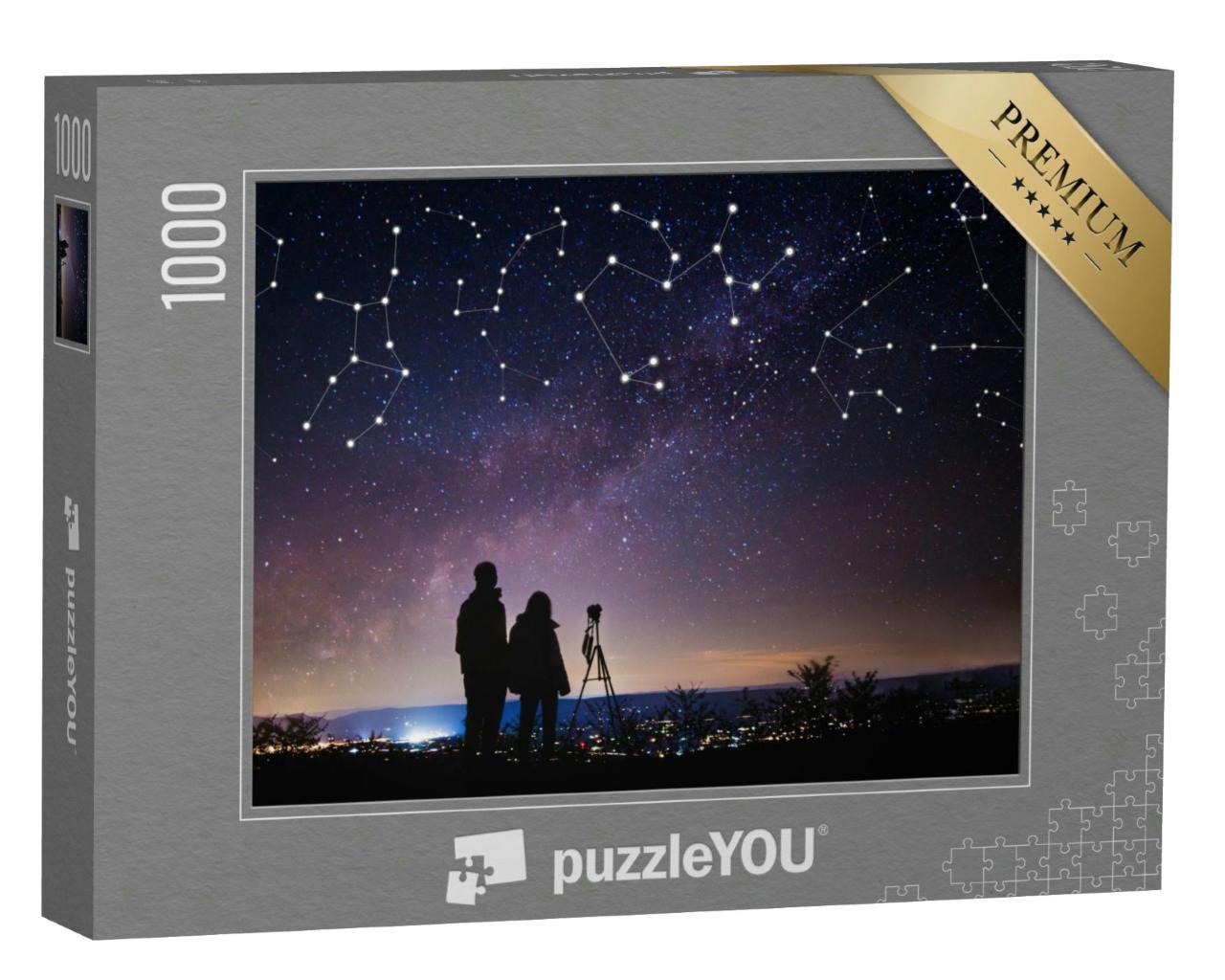Puzzle 1000 Teile „Menschen beobachten Sterne am Nachthimmel“