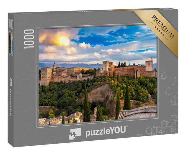 Puzzle 1000 Teile „Die Alhambra im wunderschönen Sonnenuntergang, Granada, Spanien“