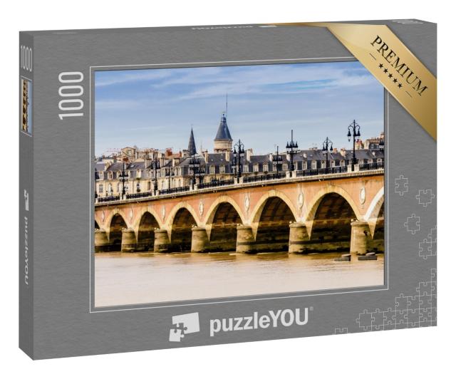 Puzzle 1000 Teile „Brücke und Stadtbild von Bordeaux, Frankreich“