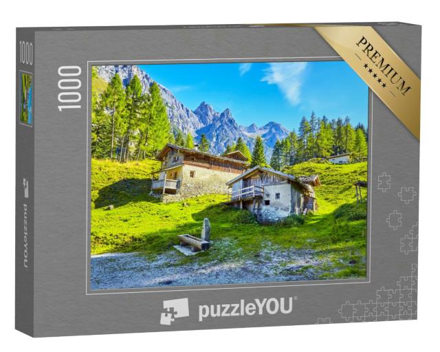 Puzzle 1000 Teile „Schöner alter Bergbauernhof, Stubaital, Tirol, Österreich“