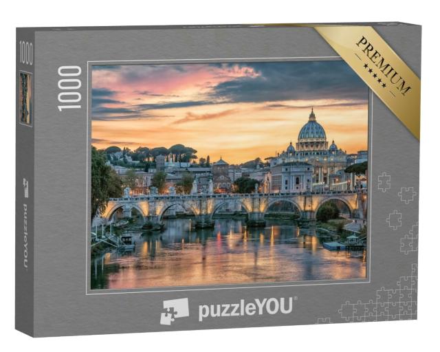 Puzzle 1000 Teile „Sonnenuntergang über der Stadt Rom am Abend“