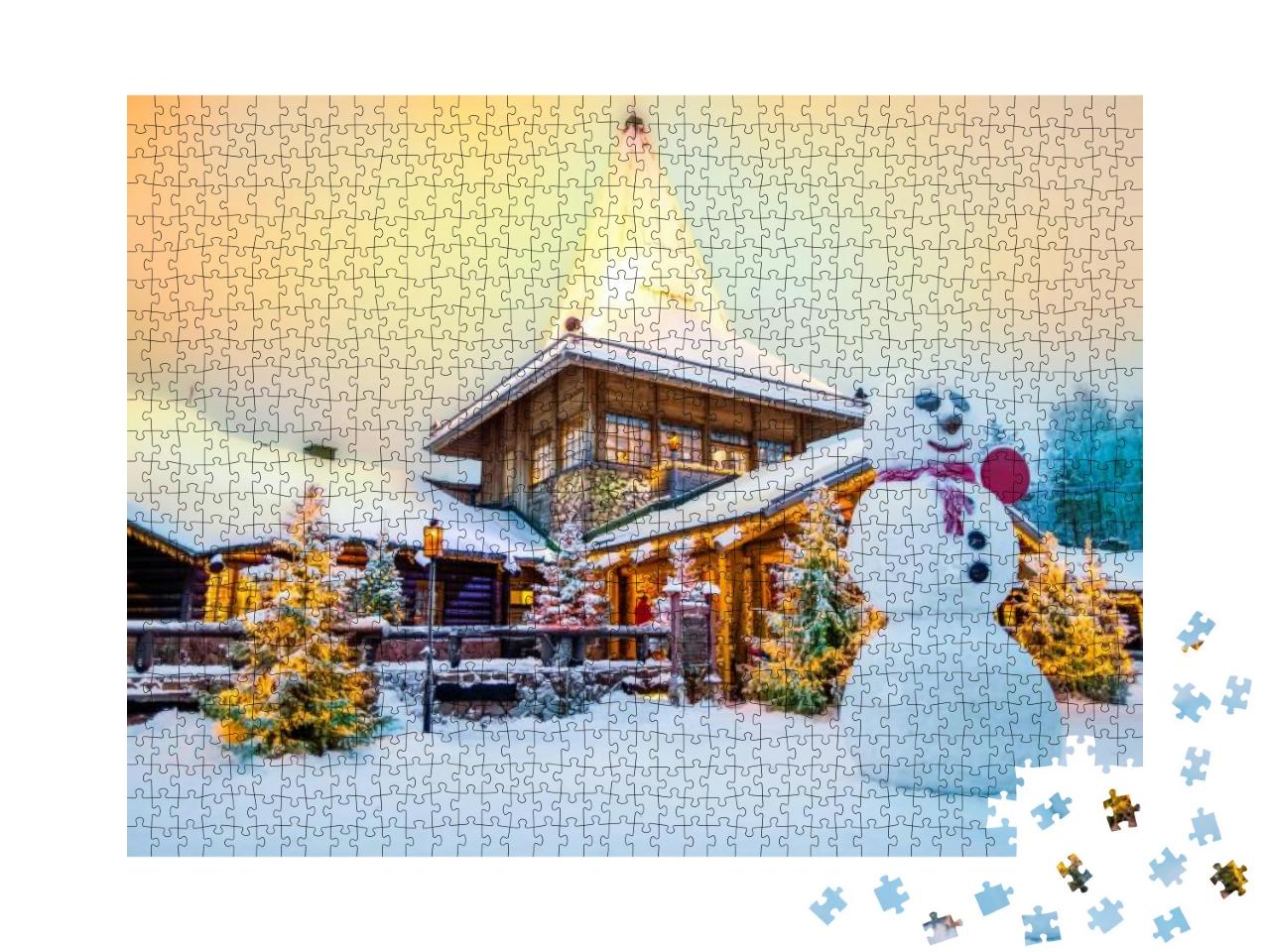 Puzzle 1000 Teile „Bezauberndes Weihnachtsmanndorf in Lappland Finnland“