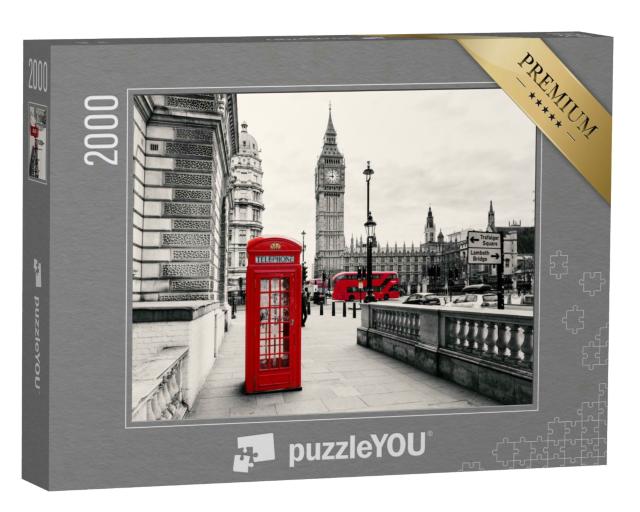 Puzzle 2000 Teile „Rote Telefonzelle: Londons Wahrzeichen, England“