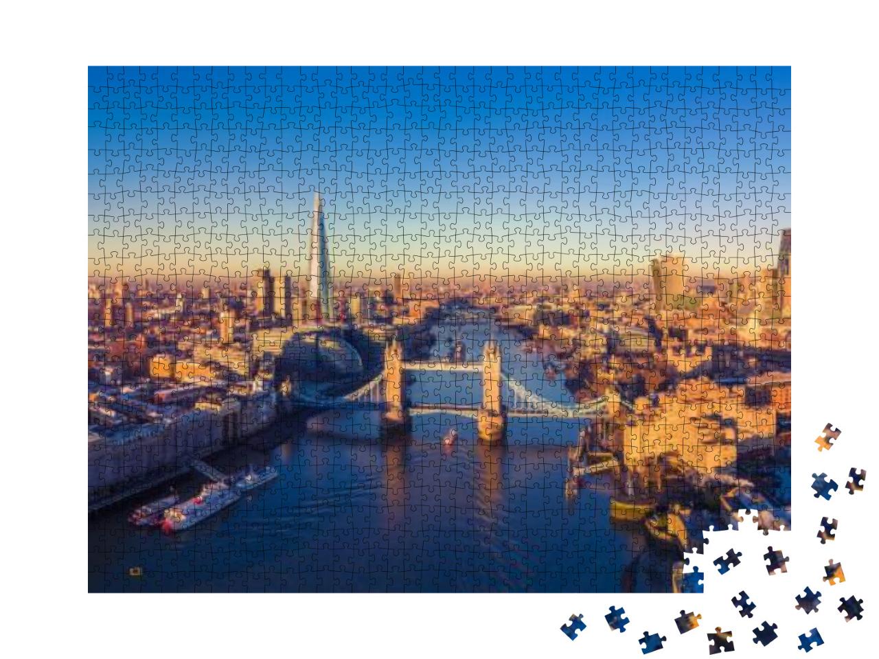 Puzzle 1000 Teile „Luftbild-Panoramablick auf London und die Themse, England“